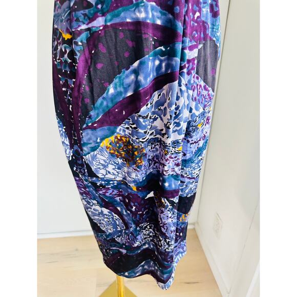 Y2K Catherine Malandrino Designer Dress Abstract Purple Print Size Small /4 - Picture 5 of 15
